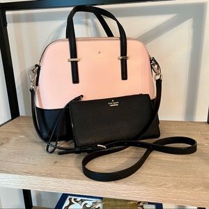 Kate Spade Black and Pink Cameron Street Maise Purse and Wallet